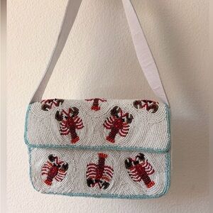 NWT Beaded White Lobster Shoulder Bag